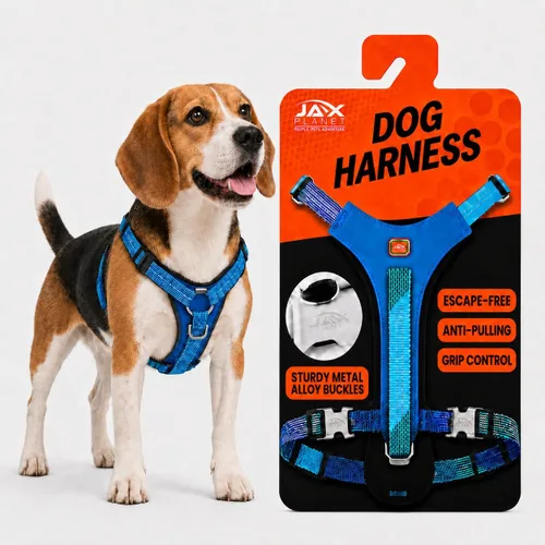 Vista 15 de Arnés para perro sin tirones con asa, arnés de entrenamiento de control de agarre para perros medianos, anillo en D frontal, reflectante, seguro