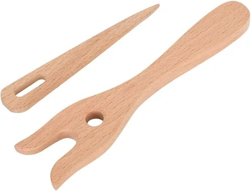 Vista 4 de Yosoo Health Gear Herramientas de tejer - Tenedor, herramientas de tejido de madera para pulseras, collares y proyectos trenzados