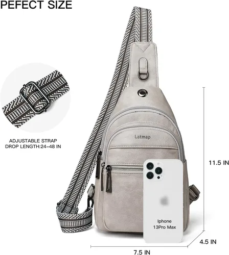 Vista 4 de Sling Bag For Women Faux Leather Small Casual Daypack Backpack Fanny Pack Crossbody Chest Bags Purse