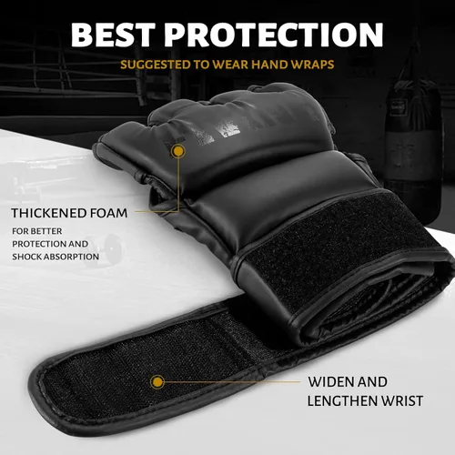 Vista 3 de Guantes MMA para hombres y mujeres, guantes de boxeo para saco de boxeo, sparring, entrenamiento, muay thai, artes marciales, guantes de kickboxing