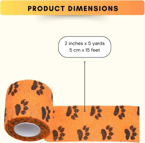 Vista 2 de Vendaje autoadhesivo - Vendaje para lesiones para mascotas, perros, gatos, caballos - Paquete de 12 - Vendajes para patas de perros - Previene