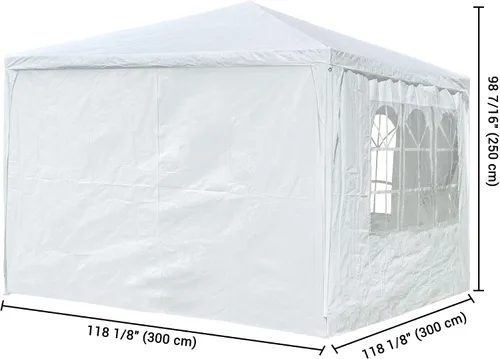 Vista 6 de Yescom Tienda de campaña blanca de 10 x 10 pies para exteriores, boda, fiesta, patio, con toldo extraíble de pared lateral para eventos de fiestas