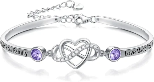 Vista 26 de AOBOCO Pulsera de corazón infinito ajustable de plata de ley 925 para hermana, mejor amiga, hija, mamá, abuela, nieta, nuera, madrina, ahijada