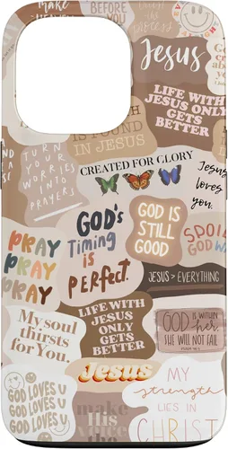 Vista 10 de Funda estética para iPhone 17 con frases positivas con versículos bíblicos cristianos