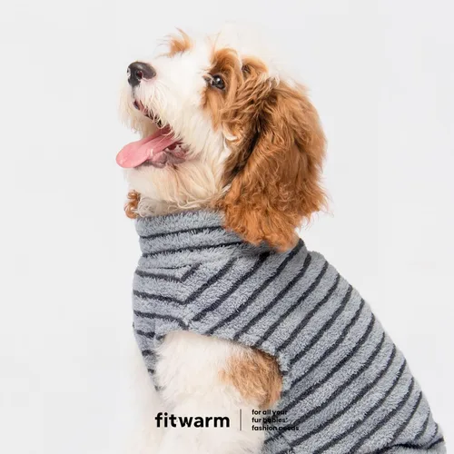 Vista 3 de Fitwarm Paquete de 2 Suéteres de Forro Polar a Rayas para Perros, Ropa Cálida de Invierno para Perros Pequeños Machos y Hembras, Atuendo Mullido