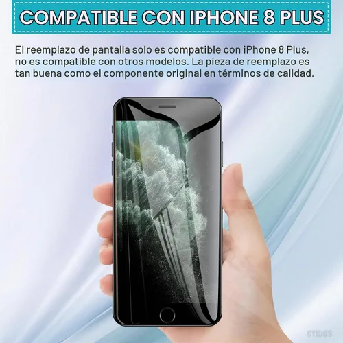 Vista 3 de para iPhone 8 Plus Reemplazo de pantalla con botón de inicio LCD Negro