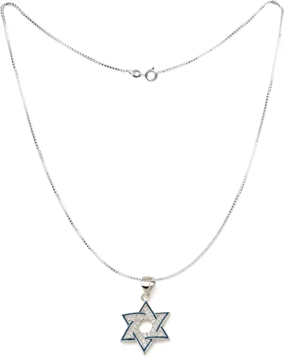 Vista 2 de Collar de estrella de David para hombre, colgante de plata de ley 925 con símbolo de estrella judía, joyería israelita hebrea hecha en Israel