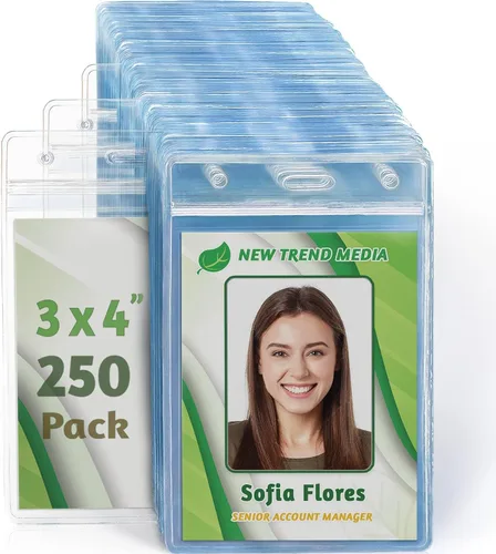 Vista 9 de EcoEarth - Soporte para tarjetas de identificación con borde suave - Nivel premium sellable de 3 x 4 pulgadas, paquete de 100 - Protector vertical