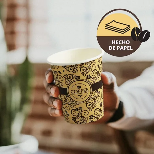 Vista 2 de PAMI Vasos de papel para café caliente de 8 onzas, [Paquete de 50], desechables, para llevar para bebidas calientes, vasos de papel de un solo uso