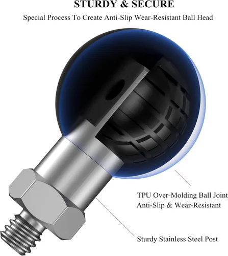 Vista 3 de BRCOVAN 1'' Ball Adapter with 1/4"-20 Threaded Post (Pack of 2)