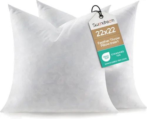 Vista 21 de Juego de 2 rellenos de almohada lumbar de plumas de 12 x 20 pulgadas, relleno de almohada decorativa para fundas, ajuste más completo con soporte