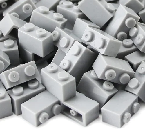 Vista 3 de Ladrillos de 1 x 2 a granel, 450 piezas, gris claro, piezas básicas clásicas, construcción creativa, juego de bloques, accesorios de juguete