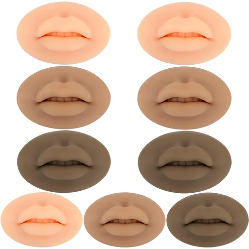 Vista 14 de Labios falsos de tatuaje, 3 piezas de tatuajes, labios de práctica de silicona 5D para prácticas de maquillaje, práctica de tatuajes realistas