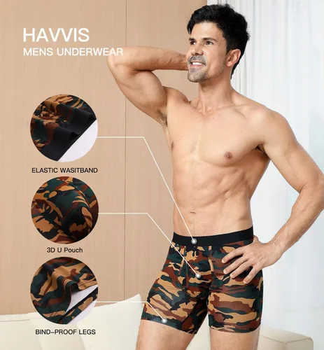 Vista 3 de HAVVIS Calzoncillos tipo bóxer de viscosa de bambú para hombre, ropa interior suave y cómoda para hombre, paquete múltiple