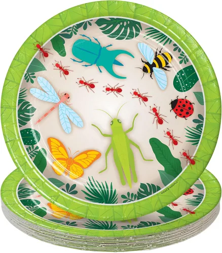 Vista 17 de HOME & HOOPLA Suministros para fiestas de los 80 - Platos de postre de papel cuadrados con íconos totalmente geniales de los años 1980 para 16