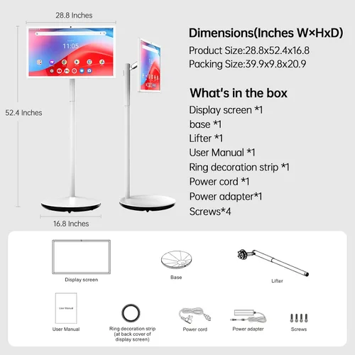 Vista 8 de HORION Smart TV portátil, monitor de pantalla táctil portátil de 27