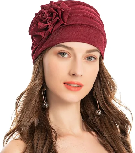 Vista 26 de ZLYC Gorro de verano para mujer, gorro elástico de quimioterapia con flores Blanco floral