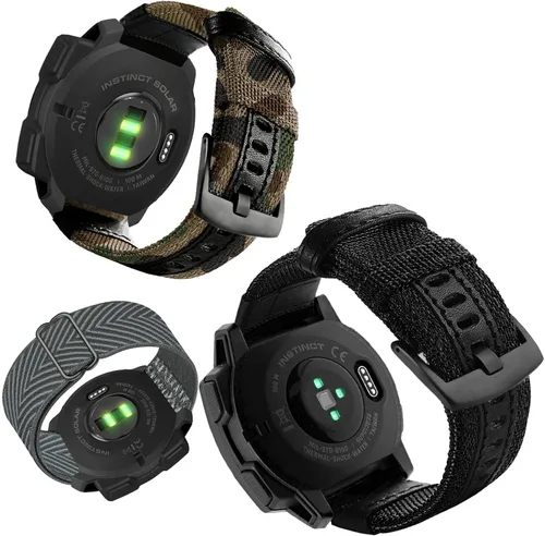 Vista 4 de Abanen Correas de reloj de nailon estilo militar de 0.866 in para Garmin Instinct 3 1.772 in/Instinct 2 Solar, tela tejida duradera correa