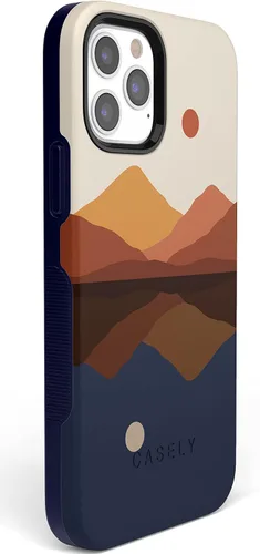 Vista 2 de Funda Casely para iPhone 12/12 Pro Los opuestos se atraen Montañas de día y noche Compatible con MagSafe Diseño protector audaz