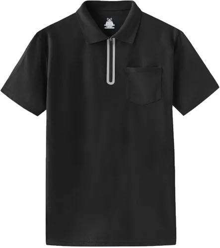 Vista 3 de MOHEEN Men's Zipper Polo Shirt Quick Dry Performance Short Sleeve Athletic Casual Collared Golf Shirts for Men with Pocket