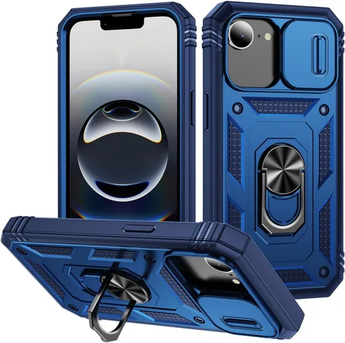 Vista 23 de Funda para iPhone 14, a prueba de golpes, resistente a los impactos, con lente deslizante protectora para iPhone 14 (6.1 pulgadas) (azul)