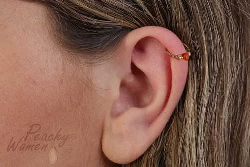 Vista 3 de Anillos de hélice de oro martillado 20G + ópalos + liso