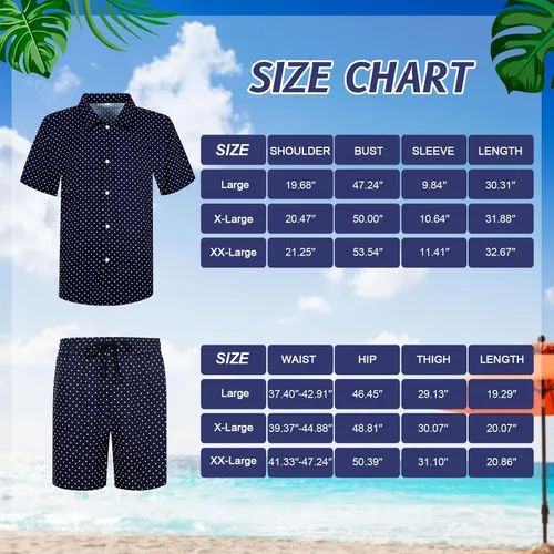 Vista 5 de Conjunto de 4 piezas de camisa hawaiana y pantalón corto para hombre, casual, con botones, para verano, playa, con flores, con sombreros de cubo