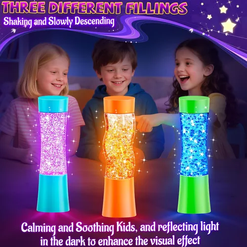 Vista 4 de Subao Paquete de 3 Tubos Sensoriales Luminosos Artículos para Alivio de Ansiedad, Juguetes Fidget para Niños y Adultos, Juguetes Sensoriales