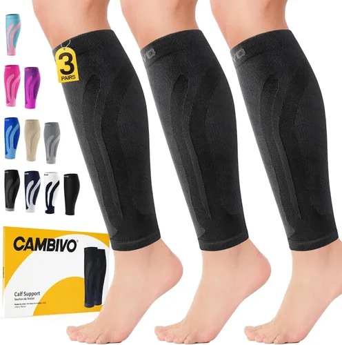 Vista 11 de CAMBIVO Mangas de compresión de pantorrilla para hombres y mujeres, calcetines sin pies para alivio del dolor de espinillas y piernas