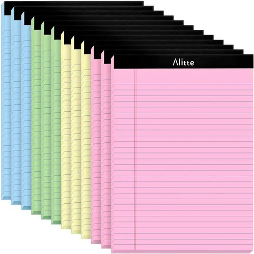Vista 7 de Alitte - Blocs de notas de tamaño legal en color, 5 x 8 pulgadas, paquete de 12 - Bloc de notas perforado con renglones estrechos - Papel grueso