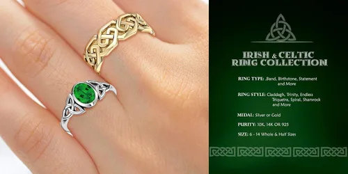 Vista 5 de US Jewels And Gems - Anillo de plata de ley 925 para hombre con nudo celta irlandés