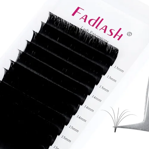 Vista 9 de Extensiones de Pestañas Rizo B Fácil Florecimiento Extensión de Pestañas Negro Mate Extensiones de Pestañas de Volumen Rápido Florecimiento Pestañas