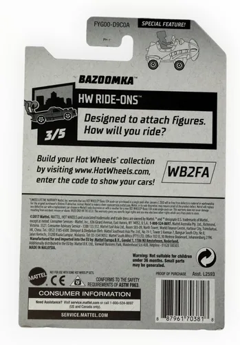 Vista 2 de Hot Wheels 2019 HW Ride-Ons Bazoomka (coche de avión hélice) 15/250, caza del tesoro verde oscuro