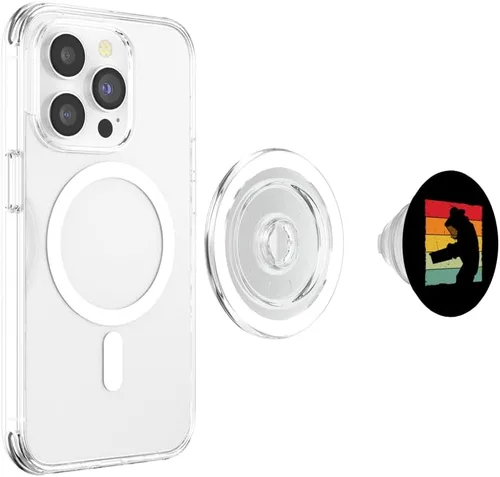 Vista 4 de Beekeeper Accessories Beekeeping Gloves Retro Bees PopSockets MagSafe PopGrip for iPhone