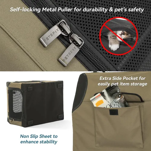 Vista 5 de PETSFIT Jaula de viaje para perros, jaula suave para perros, estructura ajustable resistente de 24 pulgadas, fácil de instalar, perrera portátil