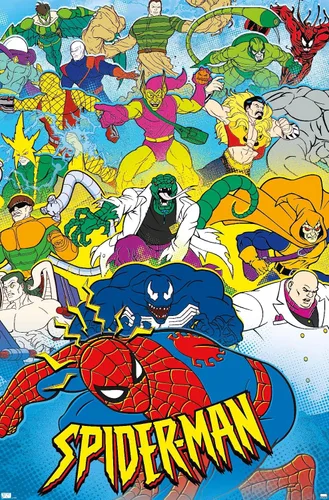 Vista 12 de Trends International Marvel Comics Spider-Man - Póster animado de pared de los años 90, 22.4 pulgadas de largo x 14.7 pulgadas, versión enmarcada