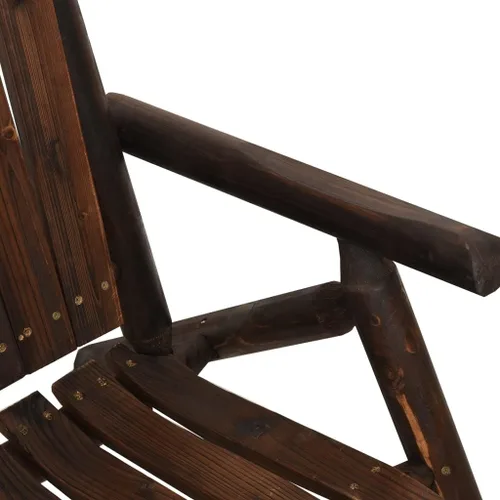 Vista 6 de Durable Garden Chair, Burned Solid Spruce Wood, Ergonomic Outdoor Patio Furniture, Rectangular Brown Seating for Balcony & Porch