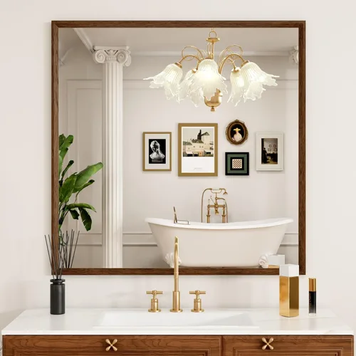 Vista 33 de JISOSO - Espejo de baño negro de 20x30 pulgadas con marco de metal negro, espejo de tocador rectangular redondeado con acabado mate para pared