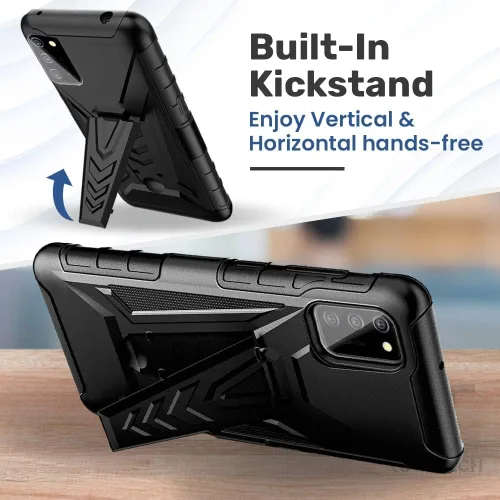 Vista 5 de Funda de doble capa con soporte para TCL A3/A30/Ion Z por Rome Tech Negro