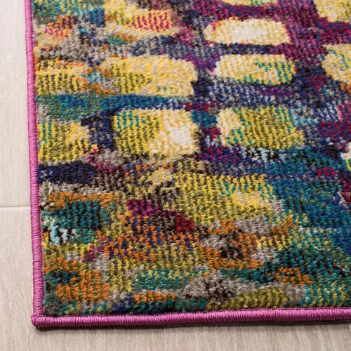 Vista 4 de SAFAVIEH Colección Madison - Alfombra de pasillo, 2'2" x 6', color fucsia y oro, diseño bohemio abstracto envejecido, no desprende pelusa y fácil