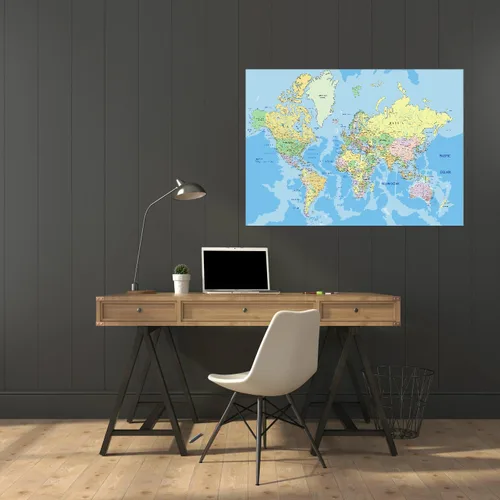 Vista 3 de Mural de pared de mapa del mundo, gran Atlas, fácil de aplicar, simplemente despegar y pegar (20 x 28 pulgadas)