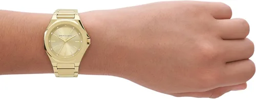 Vista 4 de AX Armani Exchange Reloj para mujer, reloj octogonal de tres manecillas para mujer con correa de acero inoxidable o silicona