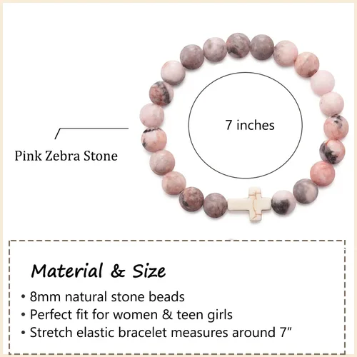 Vista 6 de Regalos de confirmación, regalos cristianos para mujeres, pulsera de cruz católica religiosa, regalos para mujeres, Piedra, Circonita cúbica
