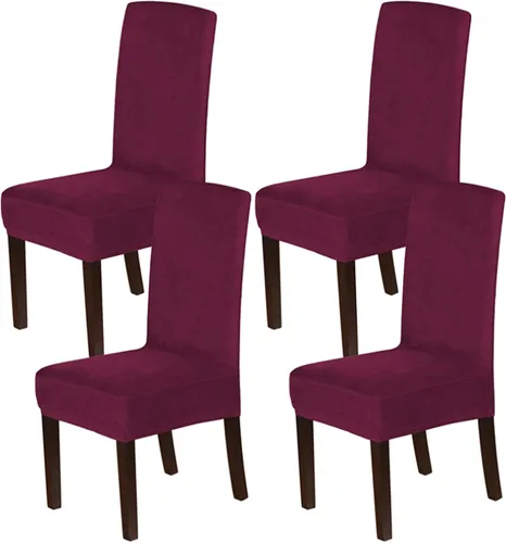 Vista 36 de Fundas elásticas de terciopelo para sillas de comedor, suaves, extraíbles y de comedor, color negro, 2