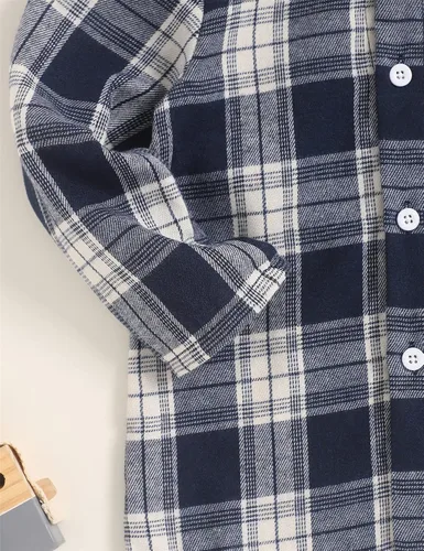 Vista 5 de Fuermos Ropa de franela con botones y botones para bebés y niños pequeños