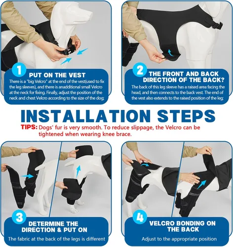 Vista 5 de Rodillera de perro para pierna trasera Acl, soporte de pierna de perro para pierna trasera, soporte de cadera ajustable para reducir el dolor