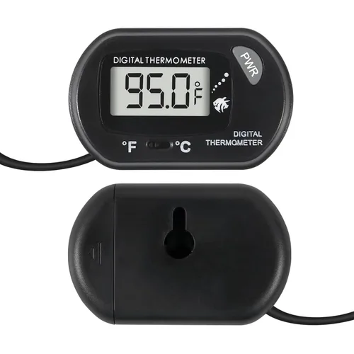 Vista 4 de Termómetro digital para acuario con pantalla LCD, sonda de sensor resistente al agua y ventosa para tanques de peces y reptiles