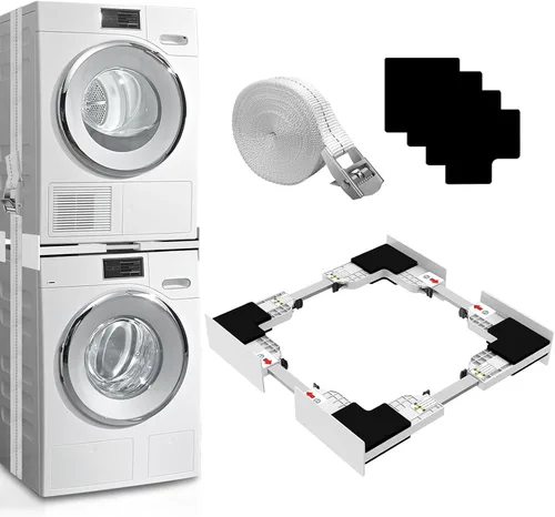 Vista 12 de Kit de apilamiento para lavadora y secadora, kit de apilamiento universal con estante de secado extraíble para cuarto de lavado, ajustable de 24 a