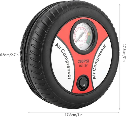 Vista 8 de Bomba portátil del compresor de aire del coche 12V, inflador visual del neumático de la bici de la motocicleta del indicador de presión del neumático