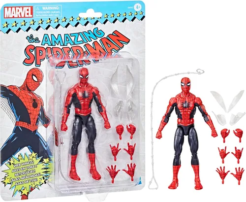 Vista 13 de Marvel Legends Series The Amazing Spider-Man, Marvel Comics Retro Coleccionables Figuras de acción de 6 pulgadas, juguetes para edades de 4 años